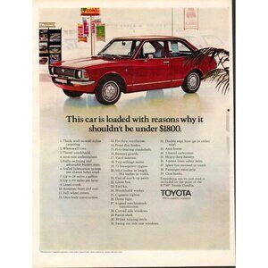 Toyota Corolla 1971 Vintage Print Ad (L3)